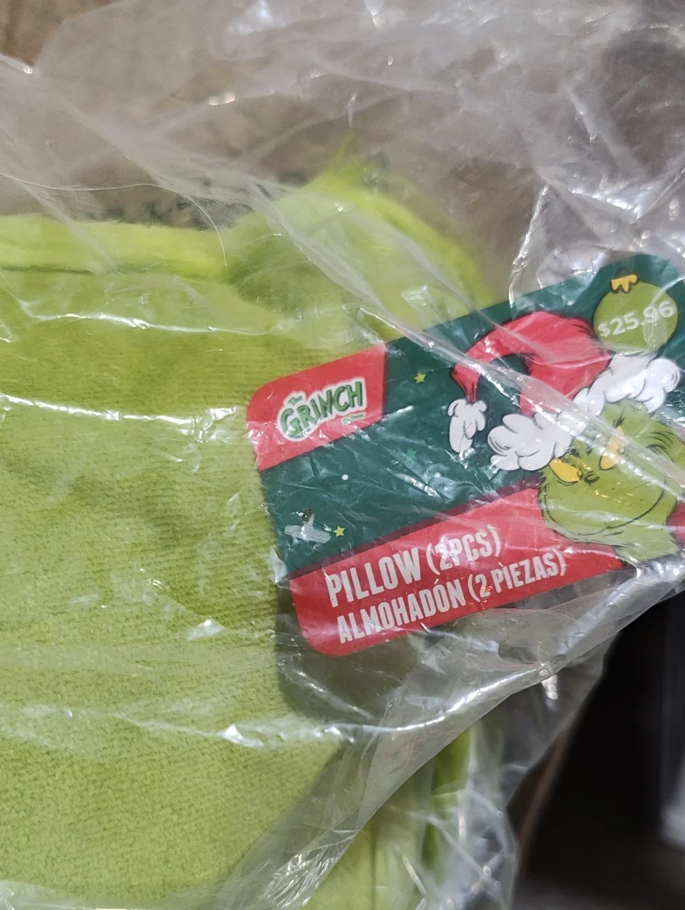 Plush Green Grinch Face Decorative Pillow - Unbranded, Brand New With Tags